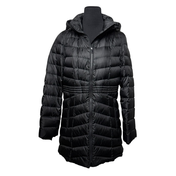 Lands End Coat Hooded Goose Down Long Parka Puffer Jacket M Black Winter Casual - Picture 12 of 13